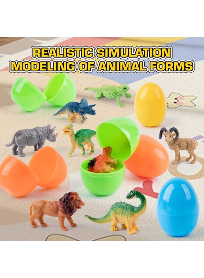 مجموعة ديناصور بيض ملون مع شخصيات حيوانات للبحث عن بيض عيد الفصح وهدايا عيد الميلاد - Image 3